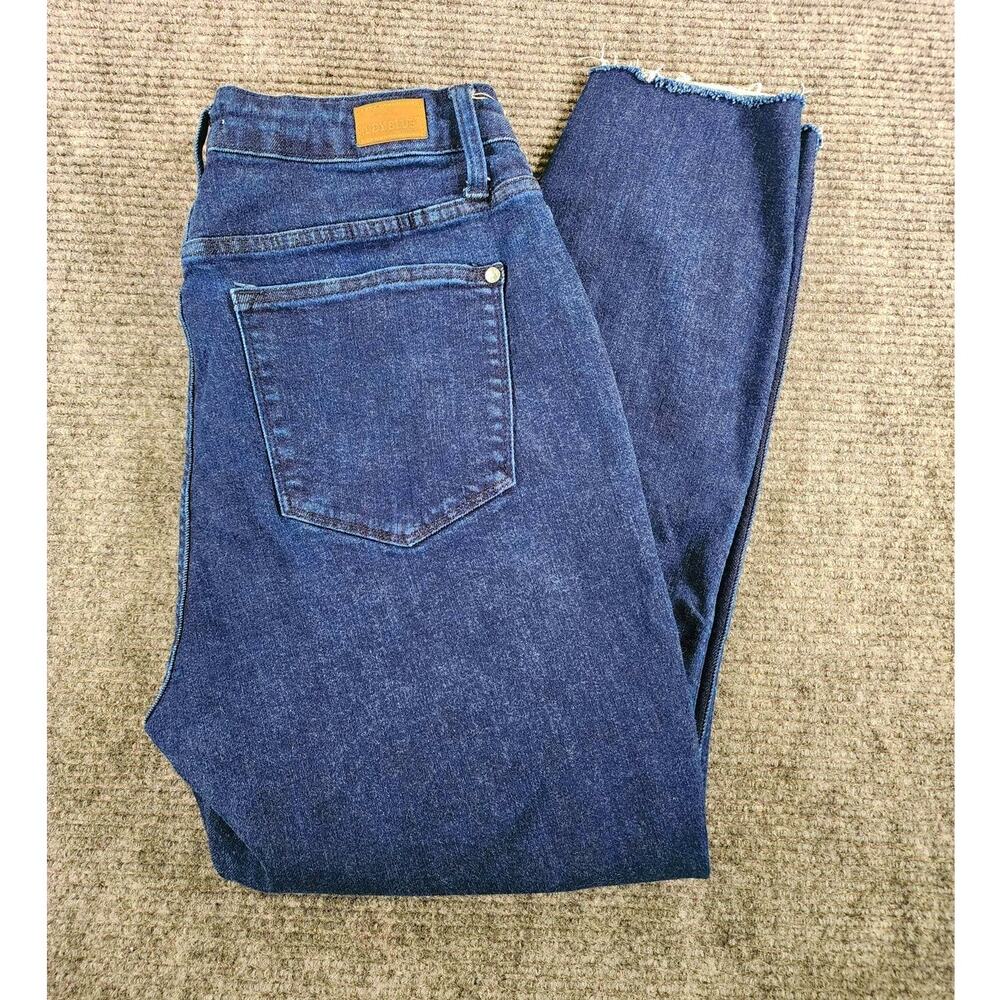 Judy Blue Size 14W High Dark Wash Waist Tummy Control Skinny Denim Jeans Raw Hem